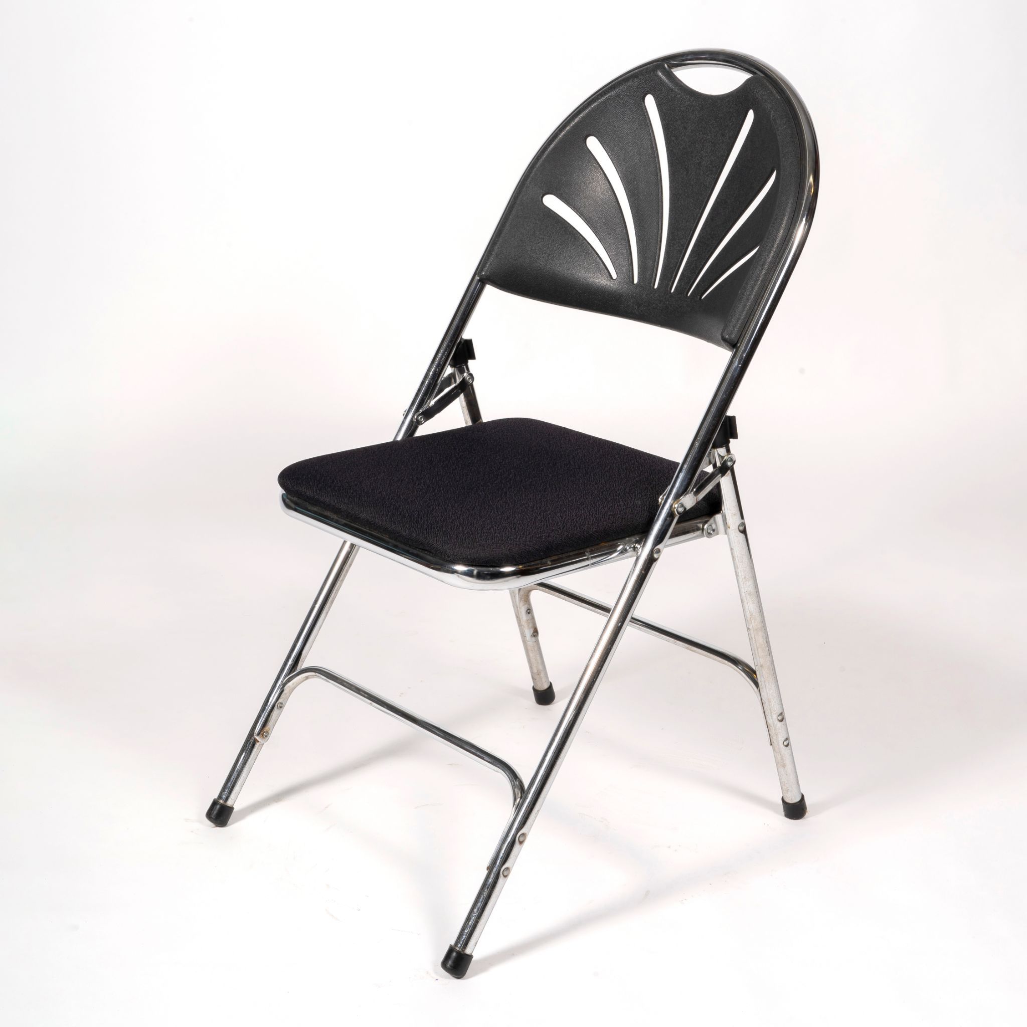 Plooistoel chroom "Deluxe" met zwarte stof